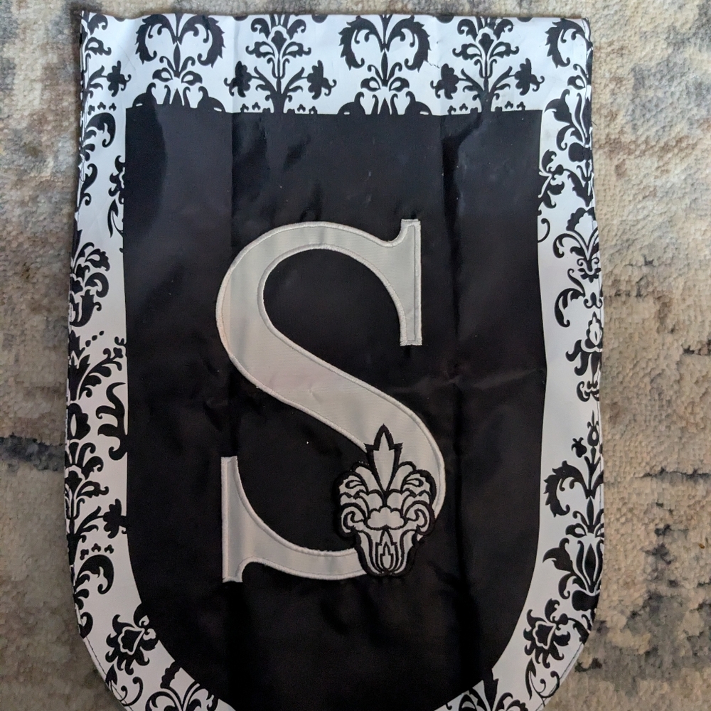 Black and White Monogrammed Garden Flag
